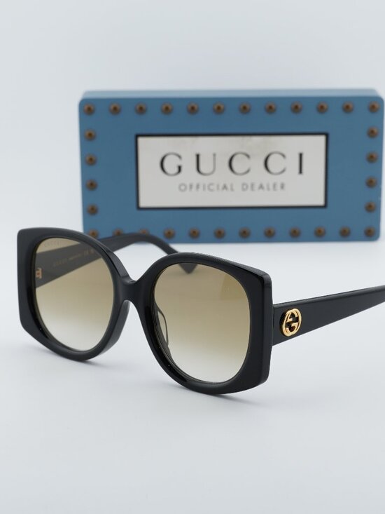 Gucci GG1257SA 004 Butterfly Sunglasses - Black/Gradient Brown main image 9